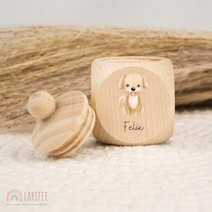 Personalized tooth tin, wooden milk tooth tin, milk tooth tin with name, screw-top tooth tin, tooth fairy, school enrollment gift