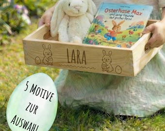 Personalized wooden Easter box with name and motif, Easter nest for children, Easter gift, Easter basket, Easter basket