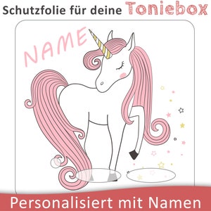 Toniebox protective film with name customizable | Unicorn in delicate pink with stars | smudge-proof protective film | LED translucent