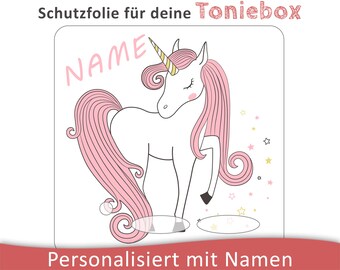 Toniebox protective film with name customizable | Unicorn in delicate pink with stars | smudge-proof protective film | LED translucent