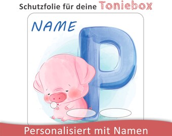 Toniebox protective film with name customizable | Piglet with Letter | Protection film