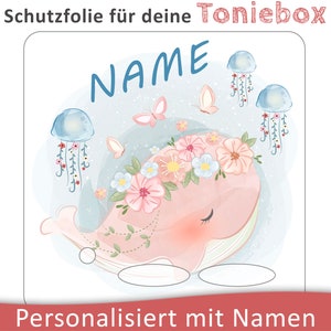 Toniebox protective film with name customizable | Sweet Whale in water | Protection film