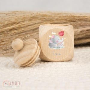 Personalized elephant tooth tin, wooden milk tooth tin, milk tooth tin with name, screw-top tooth tin, tooth fairy, school enrollment gift