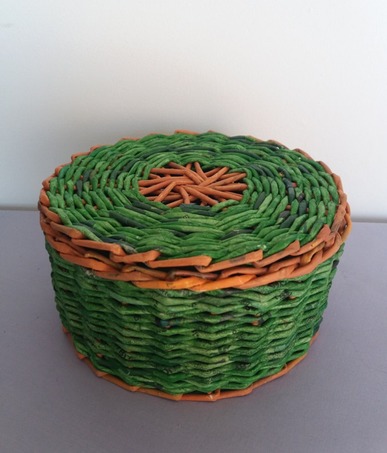 Green woven box with lid Etsy