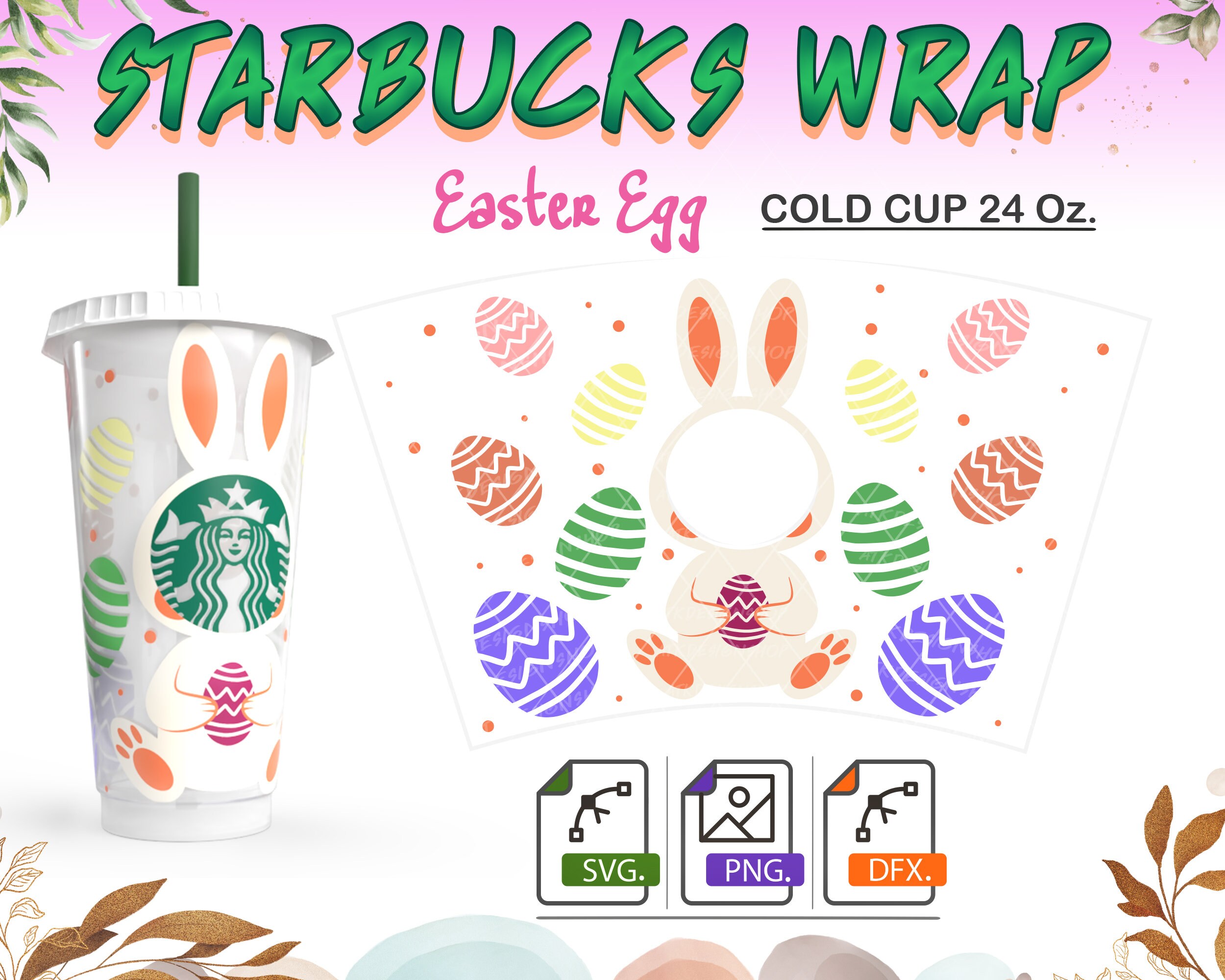 Happy Easter Egg Starbucks Svg 24oz venti cold cup Easter Day | Etsy