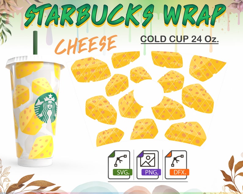 Cheese Starbucks Svg 24oz venti cold cup Starbucks wrap svg,Full wrap Starbucks SVG files for Cricut Cheese Starbucks