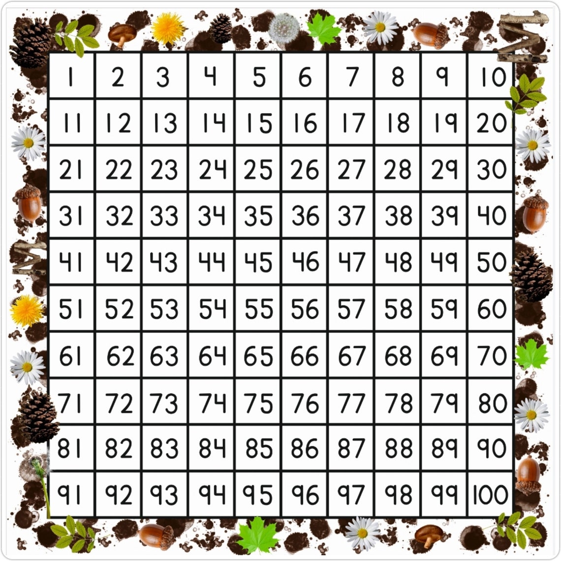 Mud Splat 100 Square Mathematics Tableau blanc Ressources Etsy France