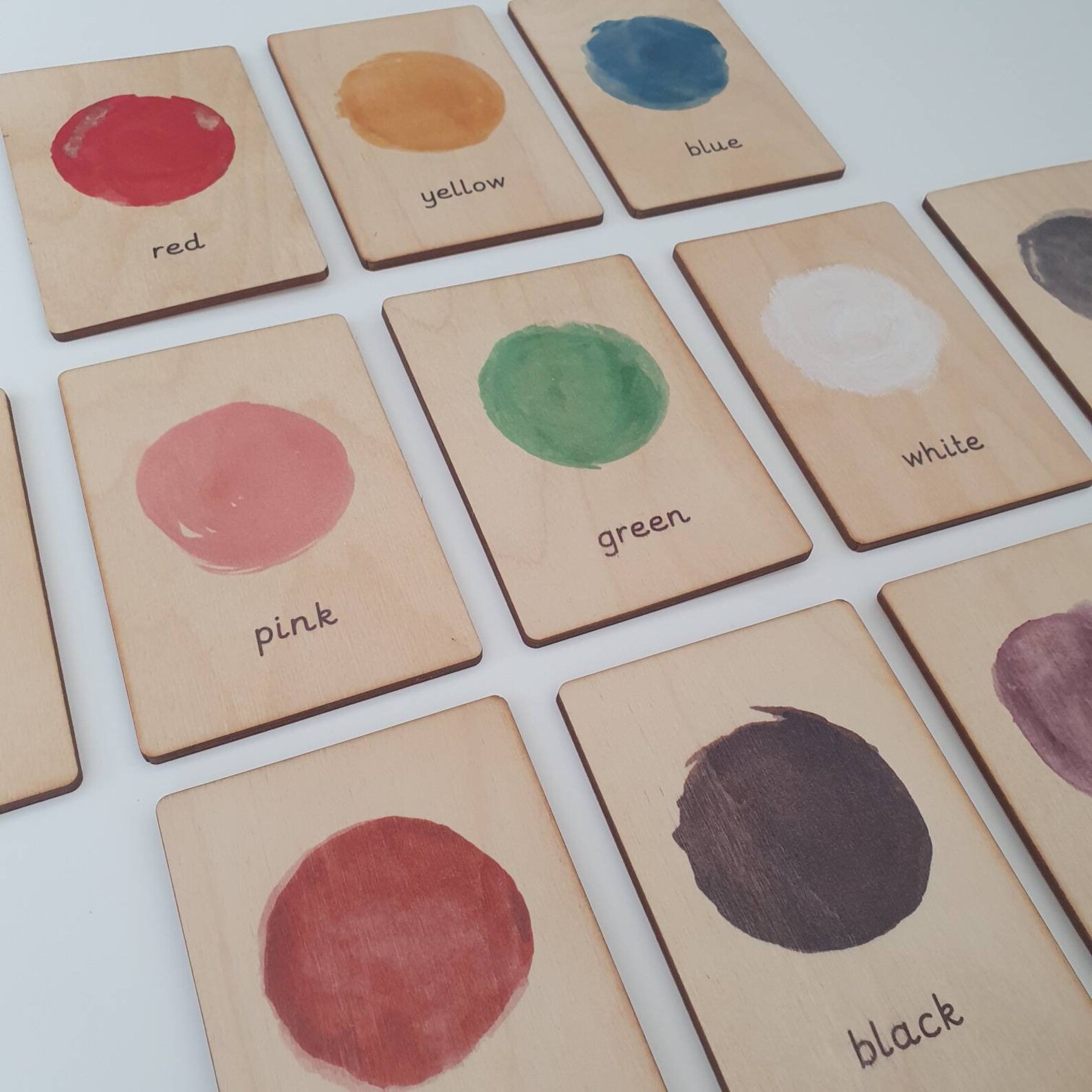 Colours Wooden Flashcards Children's Learning Resource Etsy