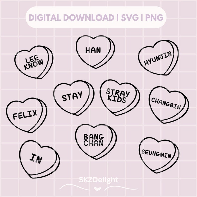 Stray Kids Candy Hearts SVG | Stray Kids Conversation Hearts SVG ...
