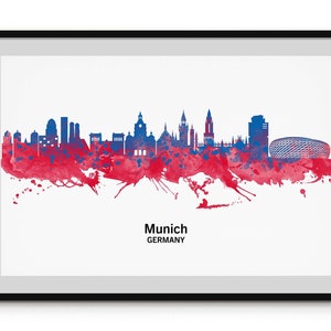 Bayern Munich Watercolor Skyline Wall Art Poster Digital Download Print