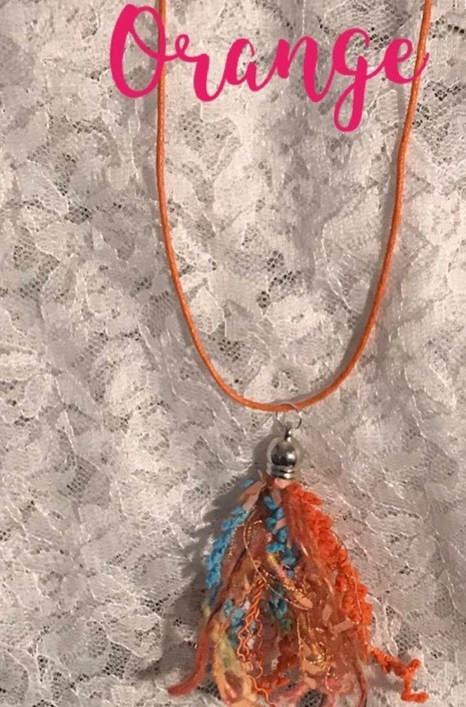 Orange Tassel Cord Necklace Etsy