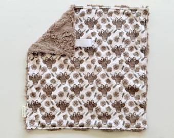 Cow Minky Lovey, Lovey, Minky Lovey, Cow Lovey, Highland Cow Lovey, Faux Fur Lovey, Girl Lovey, Girl, Boy, Baby Gift