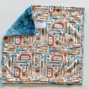Hand Tools Lovey, Lovey, Minky Lovey, Faux Fur Lovey, Boy Lovey, Girl, Boy, Orange Lovey, Blue Lovey, Baby Gift