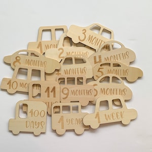 Car Milestone Cards, Milestone Disc, Wooden Milestone Card, Gender Neutral Milestone Card, Monthly Card, Baby Gift, Photo Prop