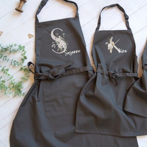 Apron personalized with initial and name, for baking, crafts and gardening - adults or children, also as a set - wildflowers