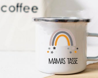 Geschenk Mama Geburt - Tasse Emailletasse Becher - personalisiert mit schönen Motiven