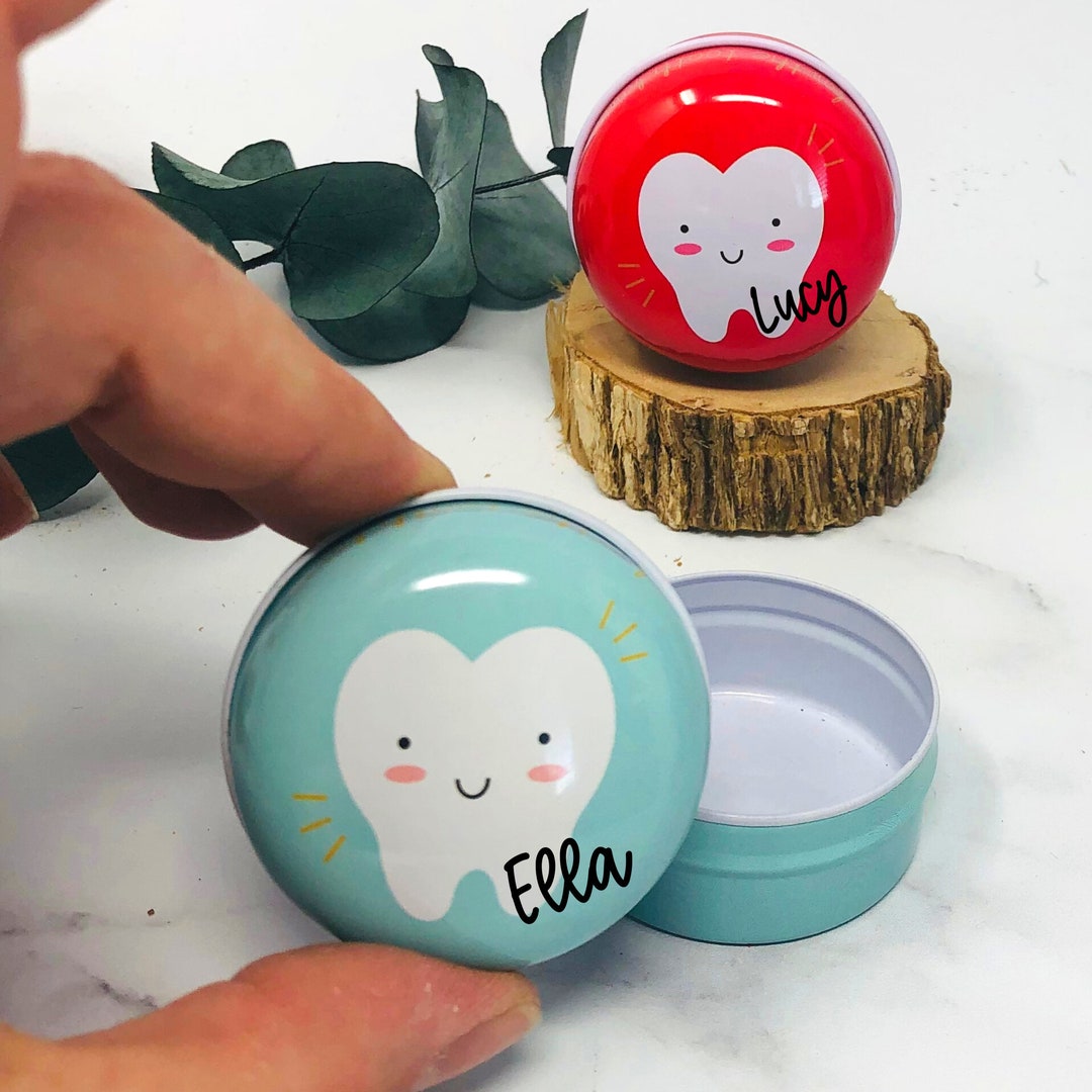 Tooth Container Mints Small Tin Metal Storage for Milk Teeth Tooth Fairy Personalized With ...