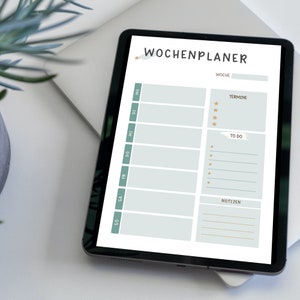 Weekly planner - digital download - to print out and write on yourself or for your tablet - my weekly plan - my week - German
