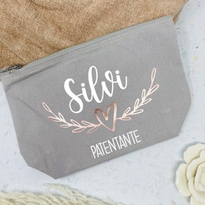 Geschenk für die Tante - Kosmetikbeutel grau personalisiert