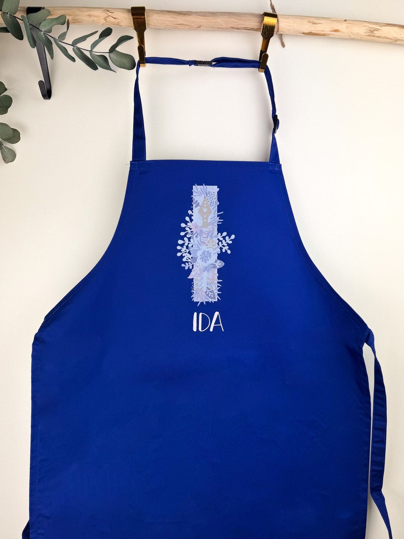 Children's apron personalized with initial and name, for baking, crafts and gardening desired name and 6 colors floral image 10