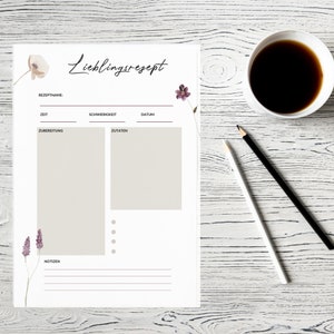 Recipe sheets, recipe pad - digital download - to print out and write on yourself - DIY cookbook - favorite recipe beige