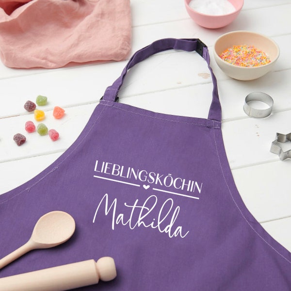 Schürze personalisiert mit Titel und Name, zum Backen, Basteln und Gärtnern - Wunschname und freie Wortwahl - Kinder und Erwachsene 8 Farben