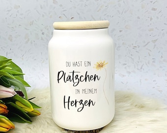 Keksdose mit Spruch, Geschenk Mama, Oma, beste Freundin, Plätzchendose, Vorratsdose Keramik mit Holzdeckel - Design Spruch Herz