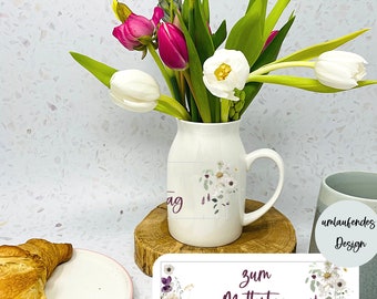 Personalisierte Vase - Blumenvase – Geschenk Muttertag – Geschenk Geburtstag – Geschenke für Frauen – Design Wildblumen
