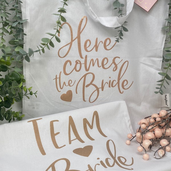 Baumwolltasche Stofftasche für die Braut oder Team Braut - JGA - Trauzeugin - Bride - Bridesmaid - Tasche Freundin - AUSVERKAUF