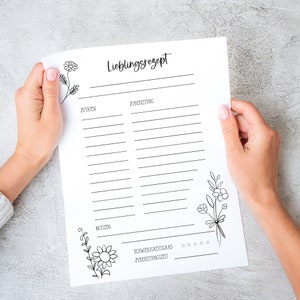 Recipe sheets, recipe pad - digital download - to print out and write on yourself - DIY cookbook - favorite recipe black