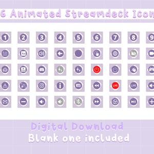 56 ANIMATED Streamdeck Icons Covers in purple