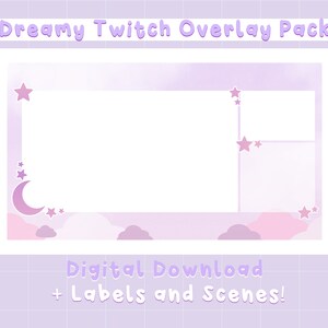 Stream Overlay Pastel Sky with Scenes and Icons for Twitch
