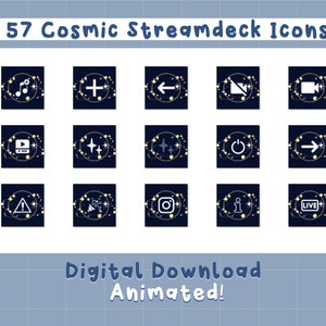 57 Animated Streamdeck Icons in a Cosmic Space Galaxy Design