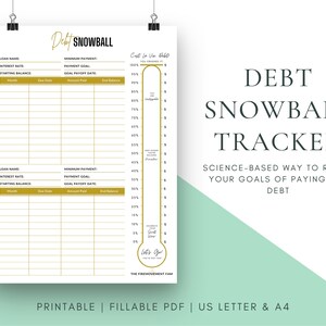 Rastreador de bola de nieve de deuda imprimible / Hoja de trabajo de pago de deuda / Registro de progreso de pago de deuda / Gráfico de objetivos sin deuda / Descarga instantánea