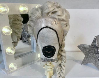 Parrucca bionda frontale in pizzo stile Elsa Frozen/Realizzata su ordinazione/Cosplay/Travestimento/Festa