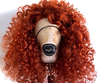 Merida Brave- Red curly lace front wig/Cosplay/Drag/Events