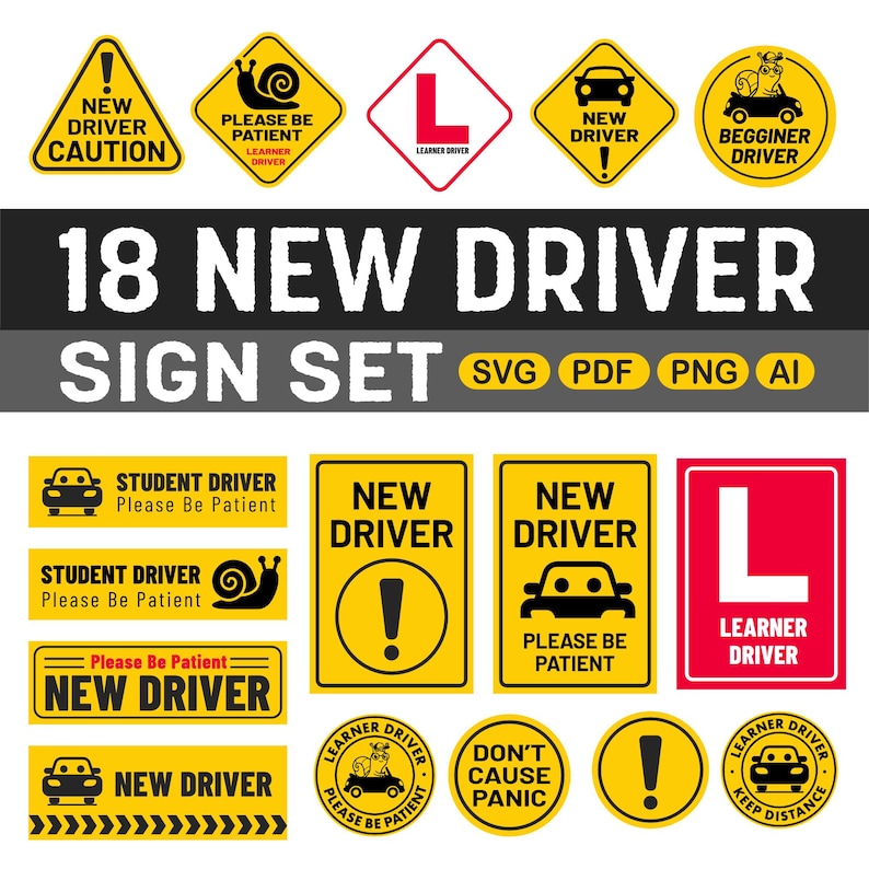 Am Using Driver Sign New Driver Sign Set, Editable Student Driver Stickers (svg, Pdf, Png ...