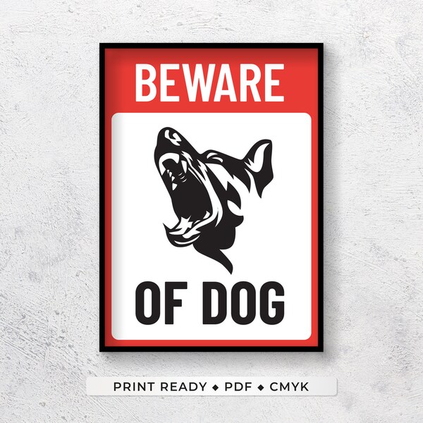 Beware of dog danger print ready sign vector