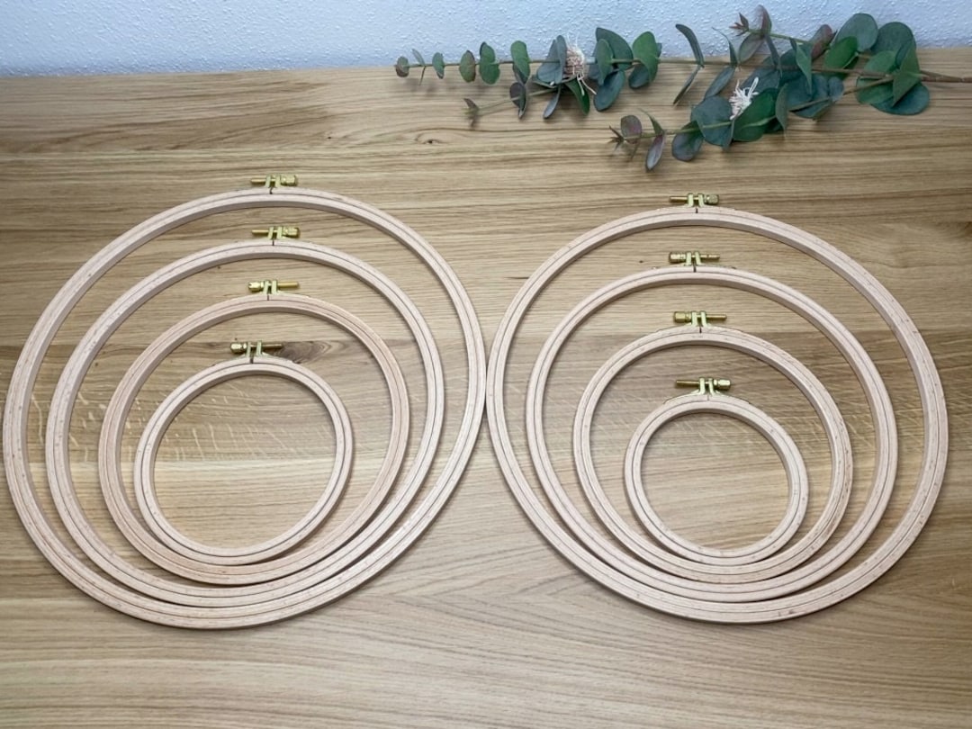 Stickring Stickrahmen 8 Größen - Deko Holz Buche DIY Flowerhoop Hoop mit Messing ...