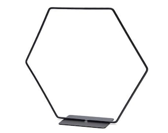 Metal hexagon on a stand, black and gold - decorative - diameter 25, 30, 40 cm. Metal hexagon, matte coated. Freestanding.
