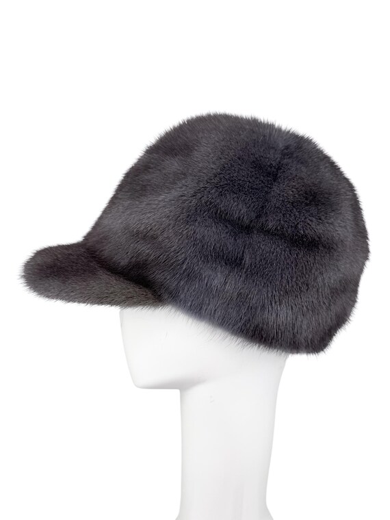 Grey Mink Fur Baseball Cap,mink Fur Hat With Brim for Women 