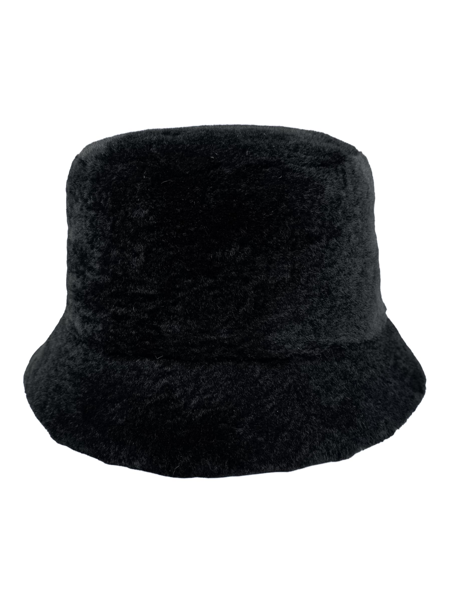 Black Sheepskin Fur Bucket Hat,soft Lamb Wool Teddy Cap for 