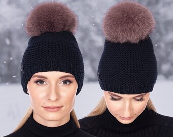 Eugenia Kim Wool-angora Knit Beanie With Fox Fur Pom  display picture 1