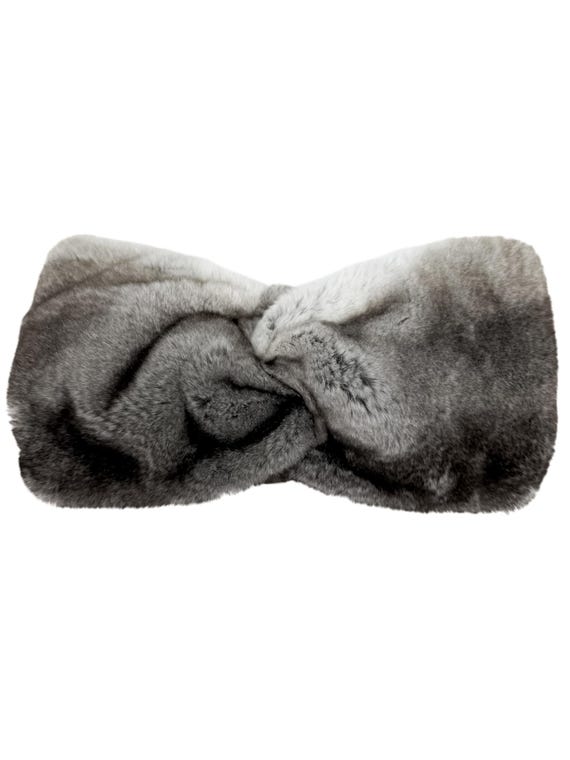 Grey Rabbit Fur Headband,real Fur Headband for Winter  display picture 1