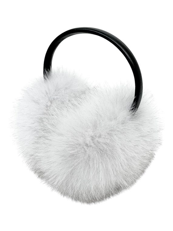 Natural Blue Fox Fur Earmuffs,luxury Handmade Fluffy Warm  display picture 2