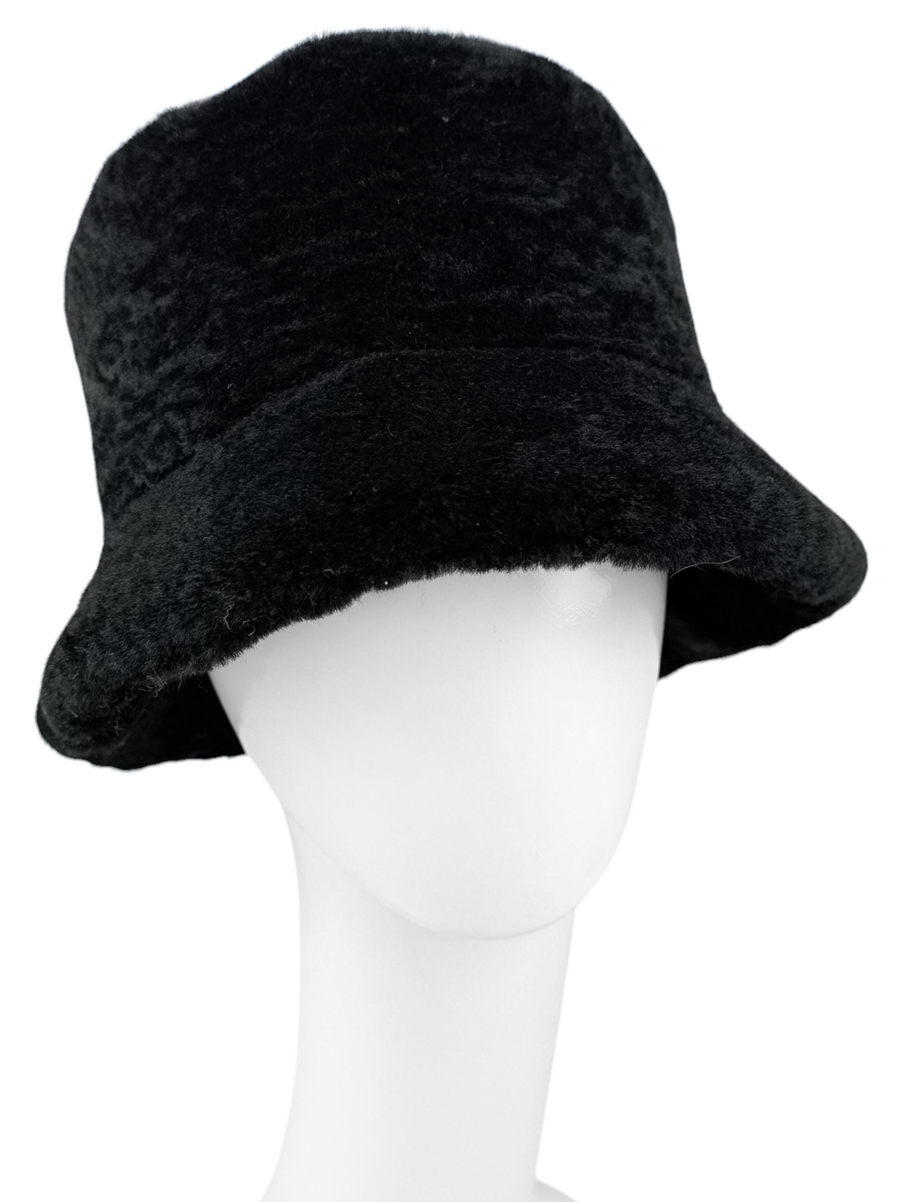 Luxurious Black Beloved Millinery Faux Fur Women\'s Bucket Style Hat NWT Black Sheepskin Fur Bucket Hat,soft Lamb Wool Teddy Cap for  main image 4