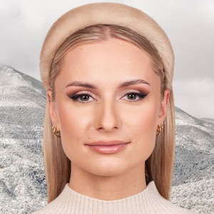 Beige Mink Fur Headband,Handmade Full Fur Luxury Hairband,Soft Fluffy Hair Wrap For Women,Non Slip Furry Headband,Winter Fuzzy Fur Hairband