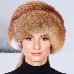 Rotfuchs-Pelzmütze, Pelz-Trapper-Hut mit abnehmbarem Schwanz, warme Kubanka-Cap für den Winter im Freien, Weihnachtsgeschenk