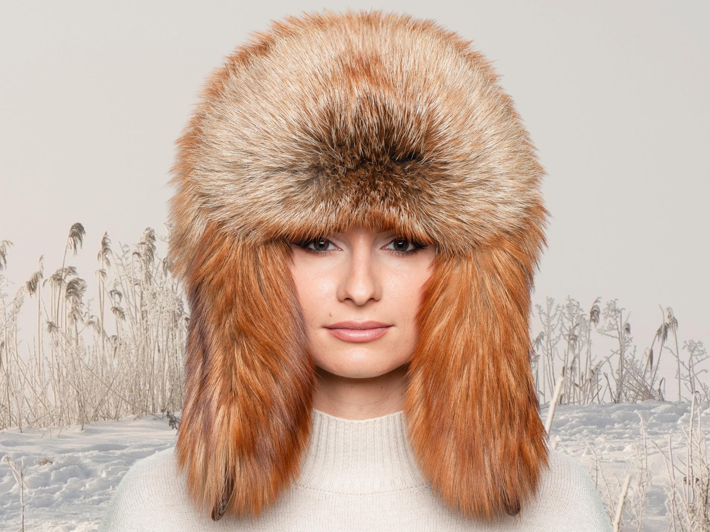 PRODOTTO In UCRAINA Cappello Invernale In Pelliccia Di Volpe Rossa - Foto 12