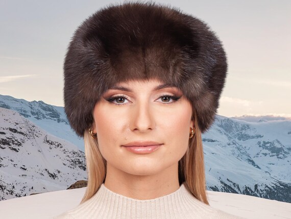 Russian Sable Fur Headband,fur Ski Bandeau,brown Sable Fur  display picture 1
